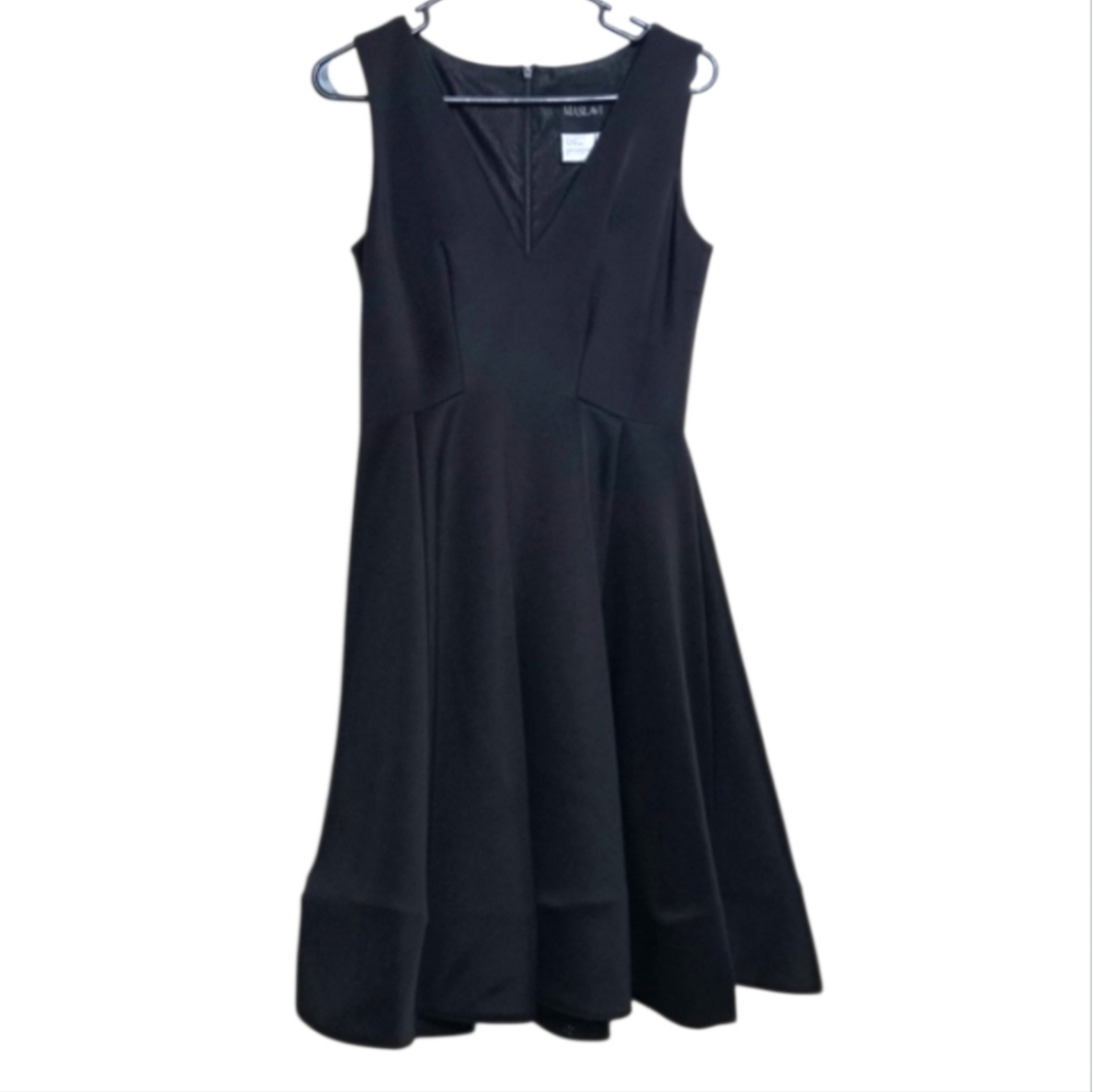 Maslavi By Jovani Black Fit & Flare Scuba Dress